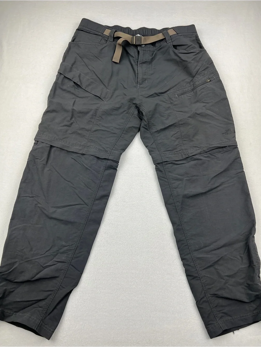 The North Face Mens Paramount Convertible Hiking Pants Asphalt Gray Belted Sz XL